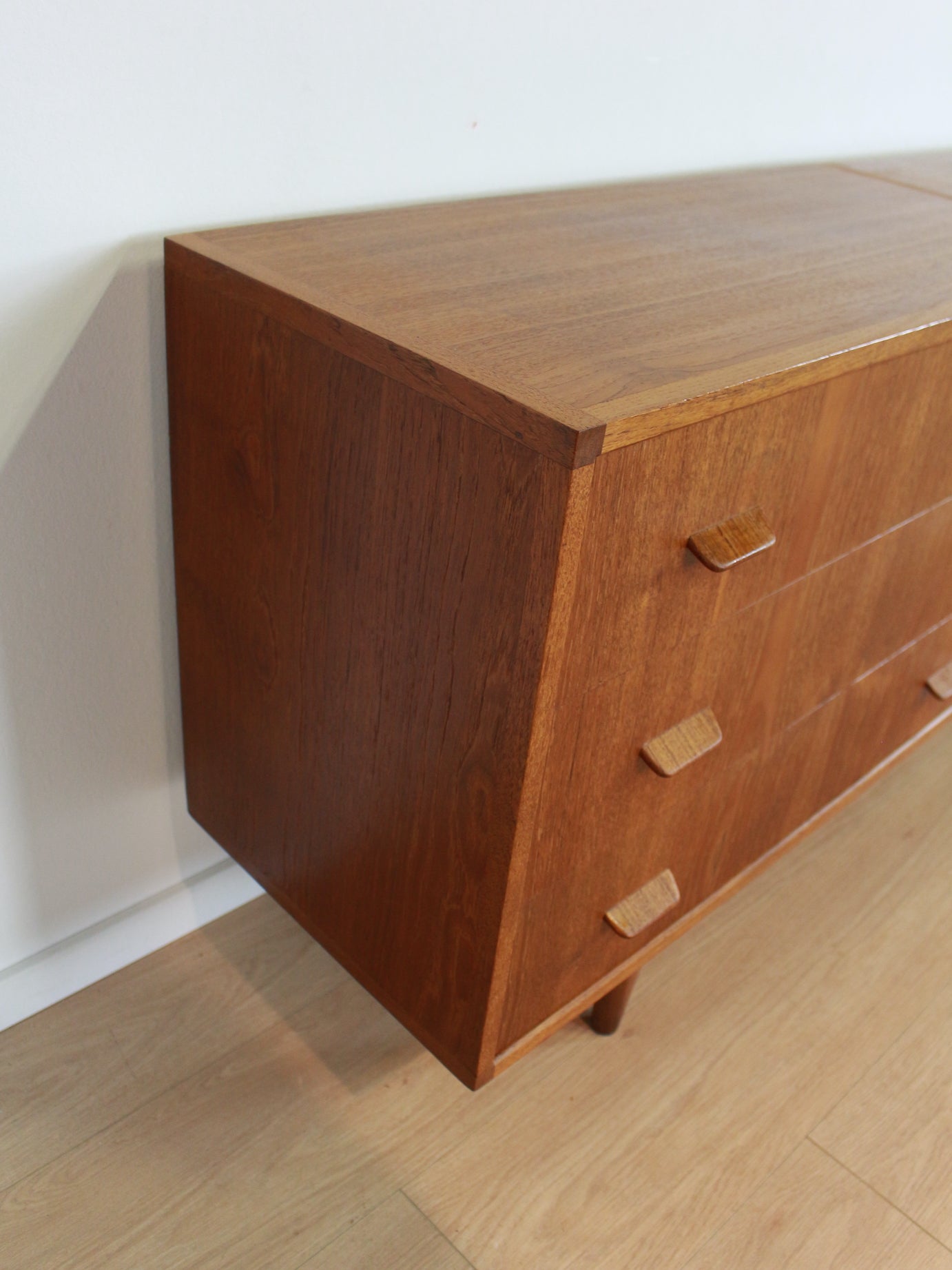 vintage teak dubbele ladekast dressoir
