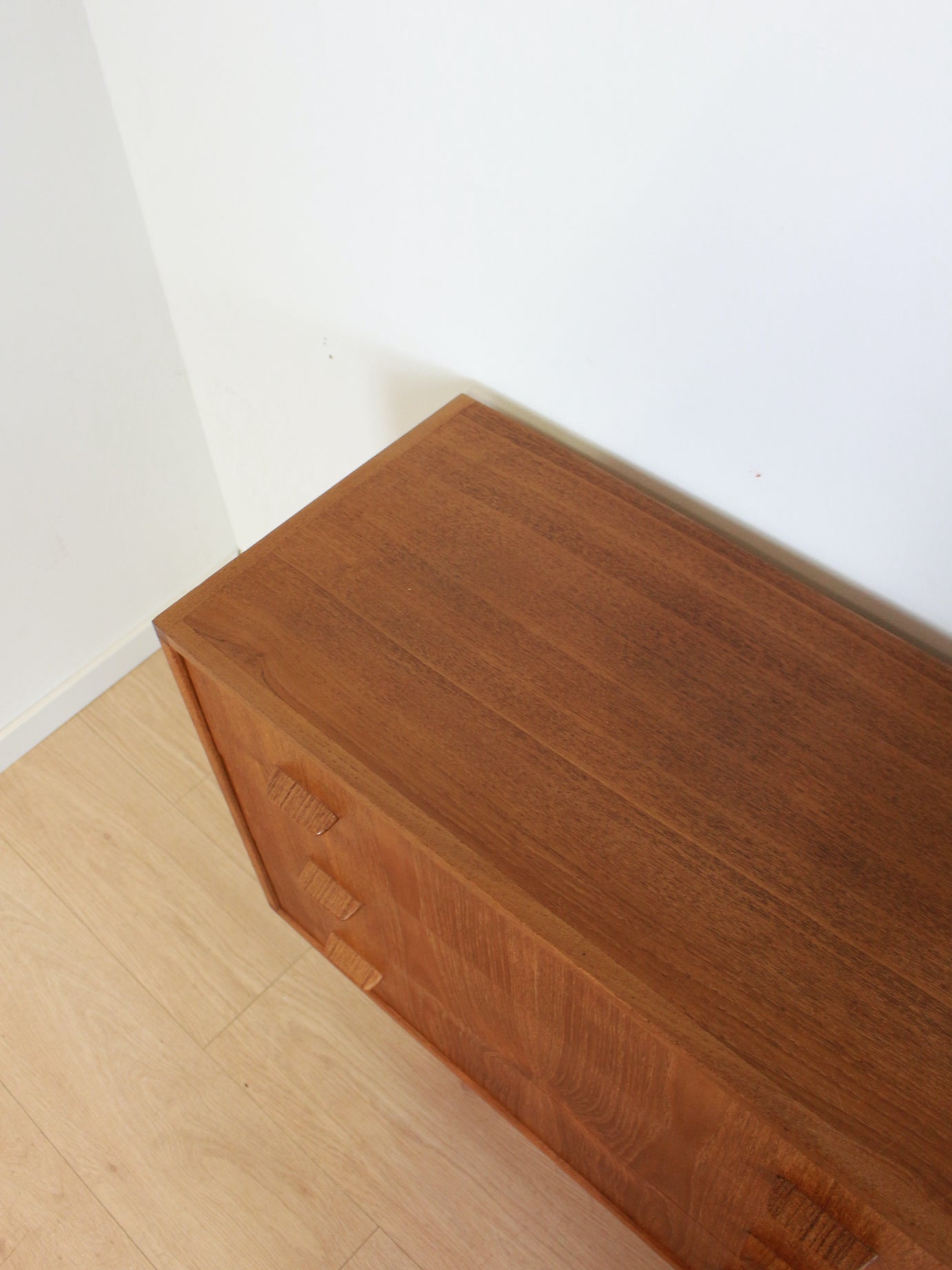 vintage teak dubbele ladekast dressoir