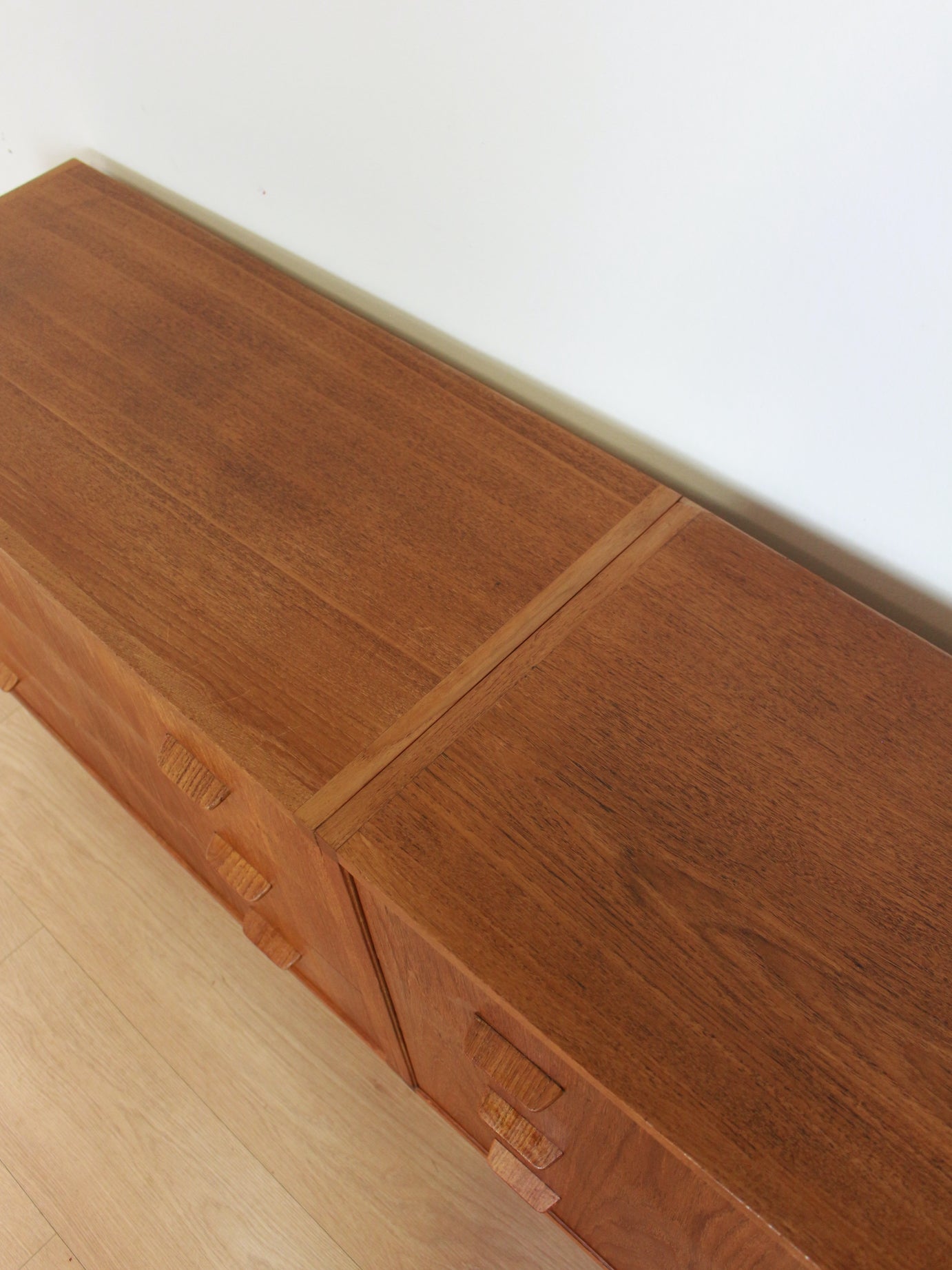 vintage teak dubbele ladekast dressoir