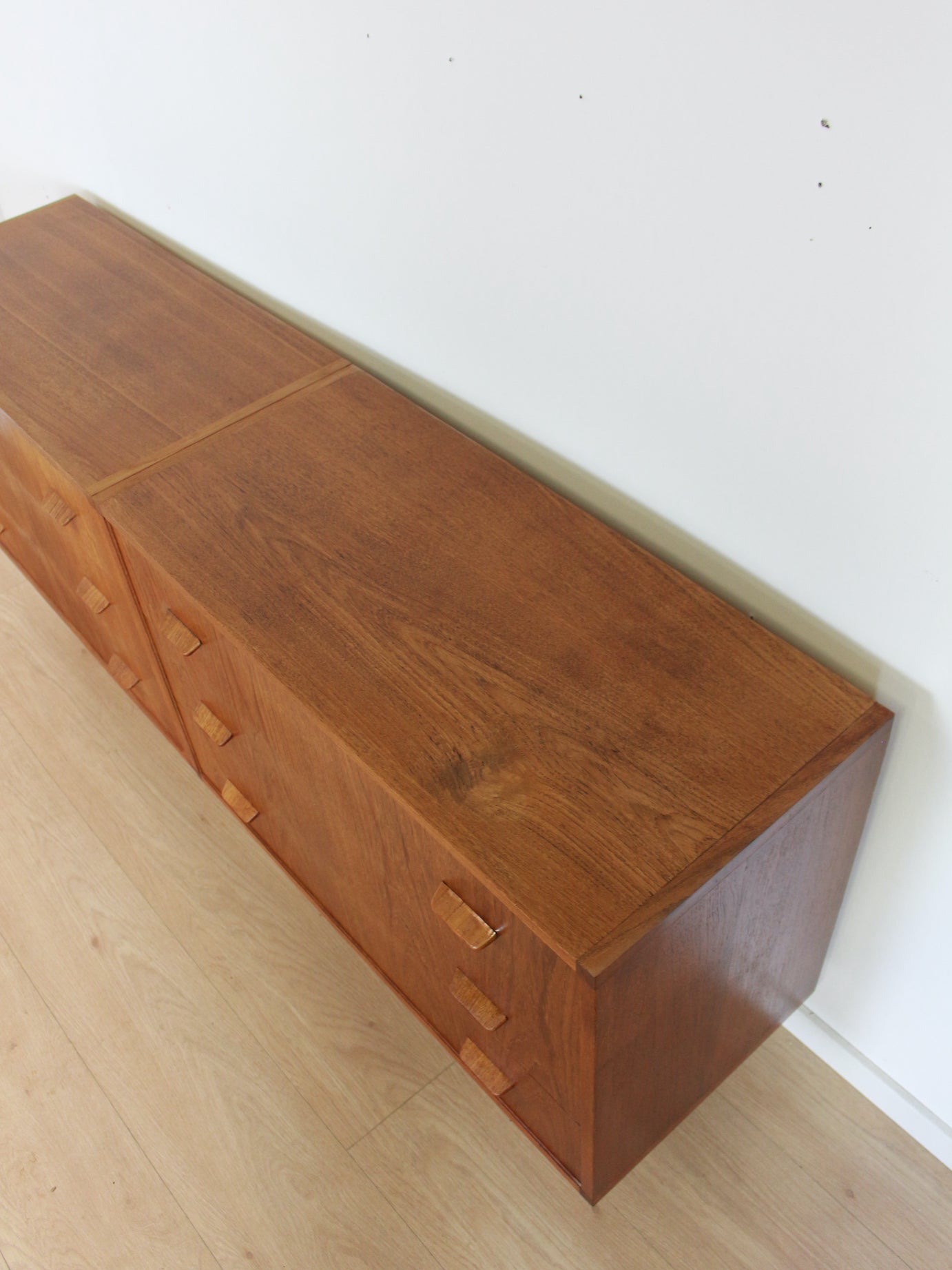 vintage teak dubbele ladekast dressoir