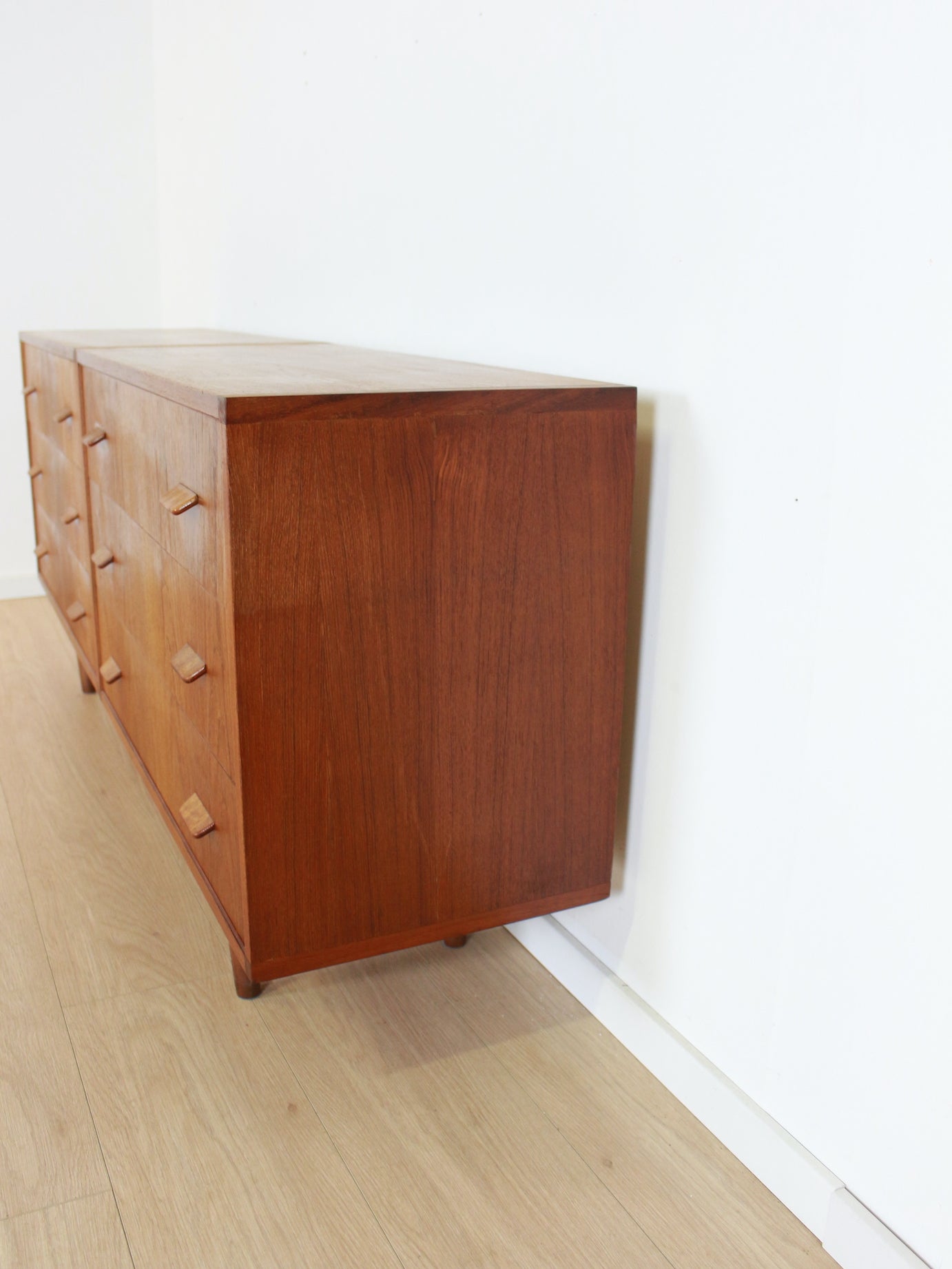 vintage teak dubbele ladekast dressoir