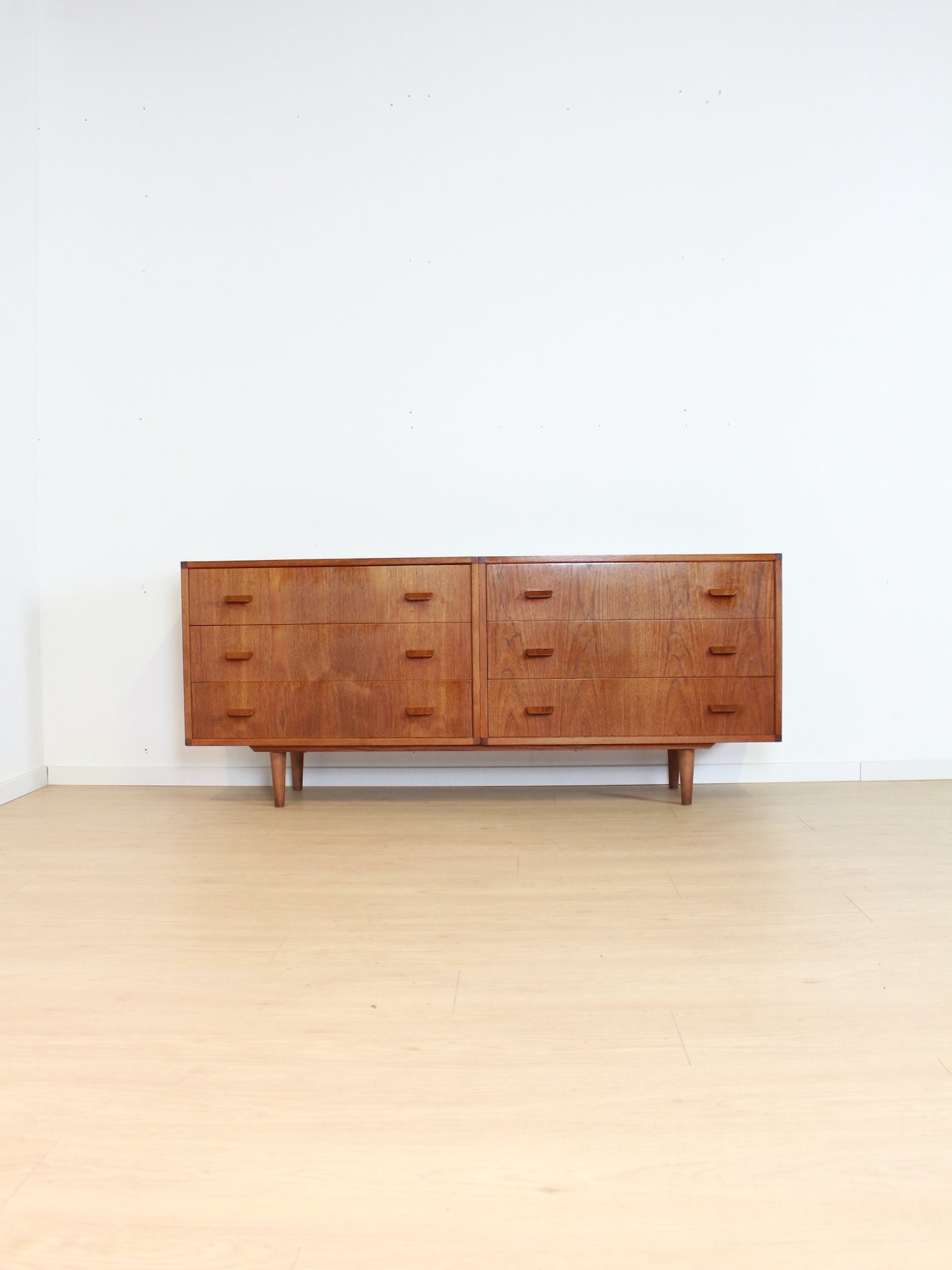 vintage teak dubbele ladekast dressoir