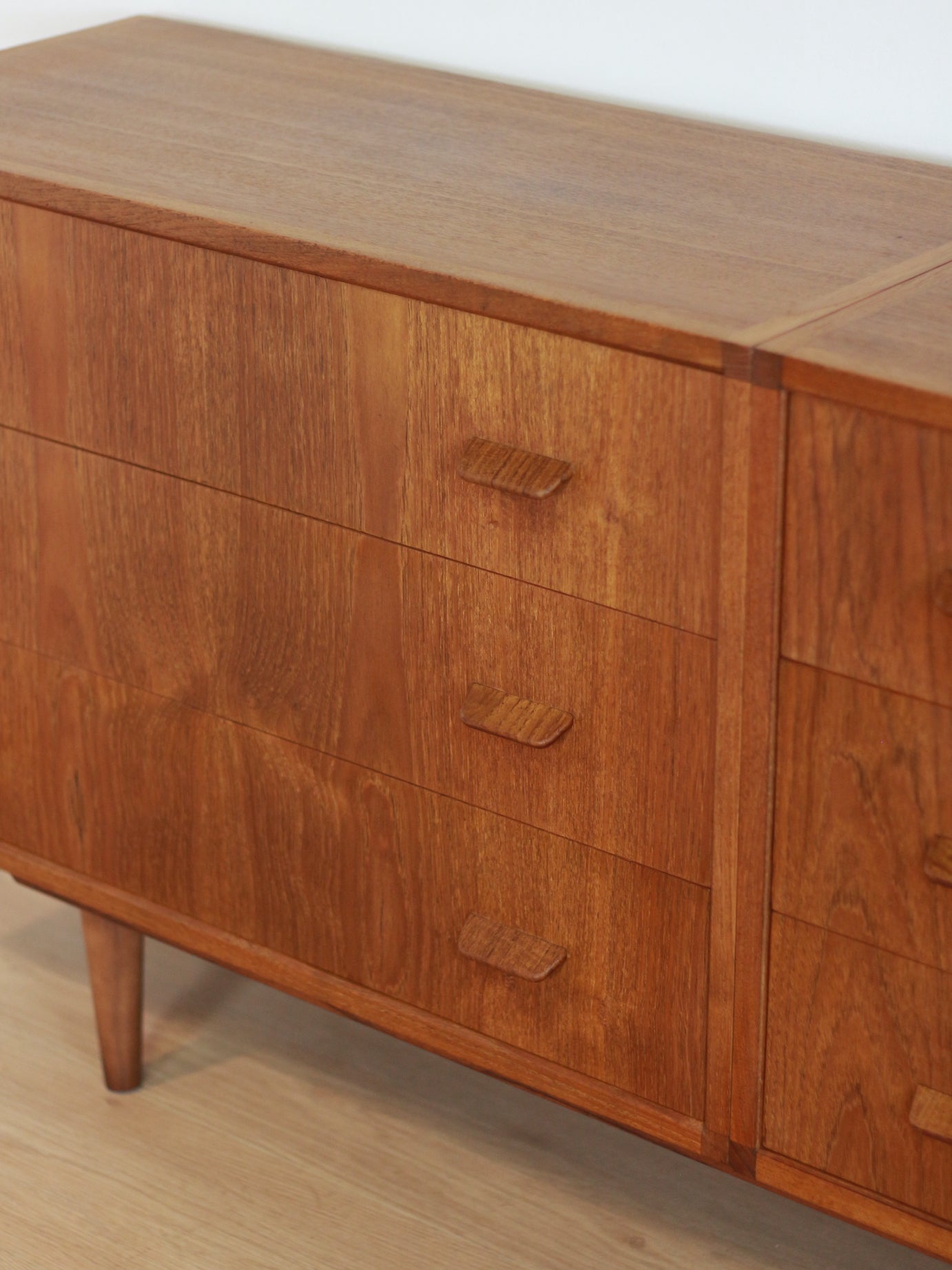 vintage teak dubbele ladekast dressoir